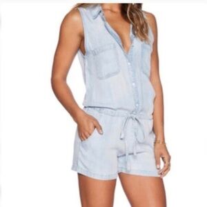 Rails Fiona Chambray Sleeveless Shorts Romper Womens Small Blue FESTIVAL Preppy